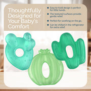 Itzy Ritzy Water-Filled Teethers for Teething Relief, Set of 3 Green Cactus