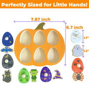 Halloween Pumpkin Wooden Peg Puzzle for Toddlers Montessori Toy for Age 1-3