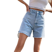 Women’s Casual High Waisted Fringed Denim Shorts