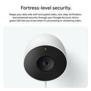 Google Nest Cam Outdoor (Wired, 2nd Gen) - Security Camera - 2025 - Snow | 2K video, motion detection, color night vision, 2-way audio, works with Google Home and Gemini, weather resistant