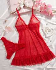 Polka Dot Mesh Sleep Dress Set
