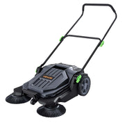 VEVOR Walk-Behind Hand Push Floor Sweeper with 25.6" Sweeping Width | Non-Electric, 5-Gallon Waste Container, Angle & Height Adjustable Folding Handle, Manual Floor Sweeper for Walkway Yard Patio