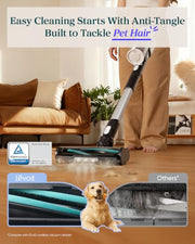Levoit Cordless Vacuum Cleaner, Anti-Tangle for Pet Hair, Up to 50 Minutes | Powerful Suction, Lightweight, Rechargeable, Versatile for Carpets & Hard Floors, 180° Lay-Flat Design, LVAC-200