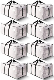 HOMESURE Supports 200lbs Heavy Duty Moving Bags - Strong Zipper & Wrap-Around Handles - Water-Resistant Storage Totes, Durable Alternative to Moving Boxes - 8 Pack - Semi-Transparent