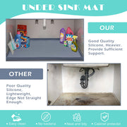URMONA Waterproof Silicone Under Sink Mat, 31 x 22 in, Flexible Shelf Liner | Dark Grey, Pet Food Mat for Dog Bowls, Cat Litter Mat, Cabinet and Counter Protector for Kitchen and Bathroom, Easy to Clean.