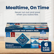 Blue Buffalo Homestyle Recipe Variety Pack Wet Dog Food, 12.5 oz, 6 ct | Chicken & Beef Dinner (3 of Each), No Chicken By-Product, Corn, Wheat, or Soy