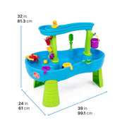Step2 Rain Showers Splash Pond Toddler Water Table, Outdoor Kids Water Sensory Table, Ages 18+ Months, 13 Piece Water Toy Accessories, Blue & Green