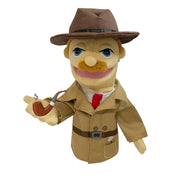 okegztoa 16" Puppets Entriloquist Puppet,Hand Puppets for Kids Plush Detective Puppets for Adults with Removable Mouth Puppet for Kids Ages,Hand Puppet for Adults with Scalable Puppet Control Rod