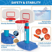 Toddler Basketball Hoop, Kids Toys Basketball Hoops for Indoor Outdoor Play | Adjustable Mini Basketball Hoop with 3 Balls for Outside, Pool, Christmas Birthday Sport Gift for Baby Boy Girl Ages 2 3 4