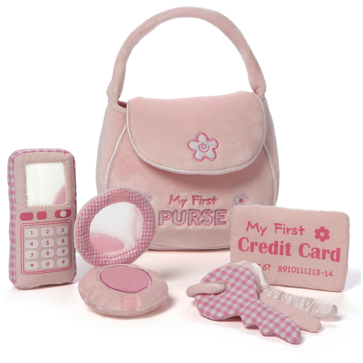 GUND Baby My First Purse 5-Piece Sensory Plush Toy Playset for Babies | Inspires Imaginative Play and Early Sensory Discovery, Interactive Play Boosts Motor Skills and Auditory/Tactile Development