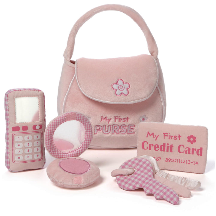 GUND Baby My First Purse 5-Piece Sensory Plush Toy Playset for Babies | Inspires Imaginative Play and Early Sensory Discovery, Interactive Play Boosts Motor Skills and Auditory/Tactile Development