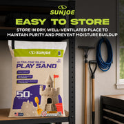 Sun Joe Silica Play Sand for Sandbox, Sensory Table & Gardens, Ultra Fine, 50 Lb Bag - Indoor & Outdoor Craft Accessory for Molding, Digging & Sculpting, PLYSAND50