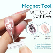 Modelones Cat Eye Magnet 5D Nail Magnet for Cateye Gel Polish Nail Stuff | White 360°Rotating Automatic Cat Eye Magnet Tool, U-Shaped&Ball Magnet&Hole&Heart Magnets for Glass Bead Nail Art