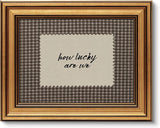 Gold Framed Wall Art, How Lucky Are We Canvas Prints, Rustic Brown Gingham Picture Wall Decor, Funky Preppy Stripe Quotes Artwork for Bedroom Dorm Apartment 9x11 inch