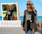 Leopard Print Patchwork Irregular Blouse