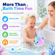 ANGGIKO Baby Bath Toys Light Up Pool Water Toy for Toddlers Babies 1-3 Gift | Bath Toys for Kids Ages 1-3, Whale Bath Toy Sprinkler Baby 6-12-18 Months Bathtub Fountain Birthday 1 Year Old Boy Girl Gifts