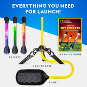 National Geographic LED Air Rocket Launcher Toy for Kids Ages 8-12 | Launches Up to 100 Feet, Air Powered, Foam-Tipped Rockets, Outdoor STEM Toy, Light-Up Rocket, Birthday Gift