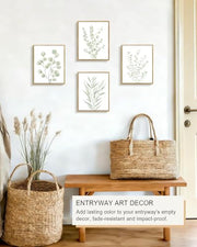 Drsoum Botanical Plant Framed Wall Art Boho Wall Decor for Bathroom Sage Green Eucalyptus Leaf Prints Minimalist Aesthetic Ready to Hang Set of 4, 8x10 in (Natural Framed)