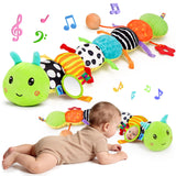 Baby Toys 0-6 Months Musical Stuffed Caterpillar Newborn Tummy Time Toys | Sensory Toys with Mirror Crinkle Rattle for Infants 0-3 3-6 2 3 4 5 6-12 Months Old Babies Boy Girl Shower Gifts Essentials