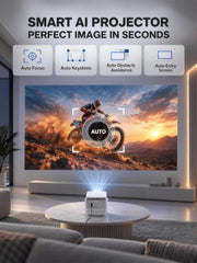 4000ANSI 4K Smart Projector with WiFi and Bluetooth, Auto Focus | Now with Netflix ,Auto Keystone, 360° Rotatable Stand, Ultra Low Noise, Outdoor Home Theater, HDMI, USB