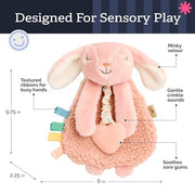 Itzy Ritzy Lovey Including Teether, Teething Relief, 0+ Months (Pink Bunny) | Baby Lovey with Soft Sherpa, Plush Minky, Silicone Teether, Crinkle Sounds, Textured Ribbons, and Interactive Dangle Arms
