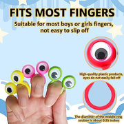 100 PCS Eye Finger Puppets Toys Set, Wiggly Eyeball Finger Puppet Eye On Rings for Kids, Party Favors for Boys Girls