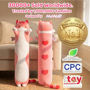 Mewaii Kids Body Pillow Pink Long Cat Plush 20 in, Extra Filling Soft Cute