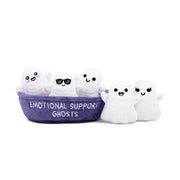 Emotional Support Ghosts, Cuddly Stuffed Animals by Relatable | Halloween Ghost Plush Toys & Cute Stuff, Halloween Gifts for All Ages, Includes 5 Plushies with Basket