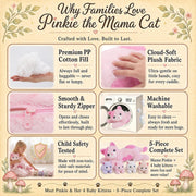 gnomantic Cat Stuffed Animals with Babies Inside, Mommy Toy for Kids