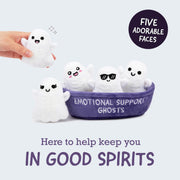 Emotional Support Ghosts, Cuddly Stuffed Animals by Relatable | Halloween Ghost Plush Toys & Cute Stuff, Halloween Gifts for All Ages, Includes 5 Plushies with Basket
