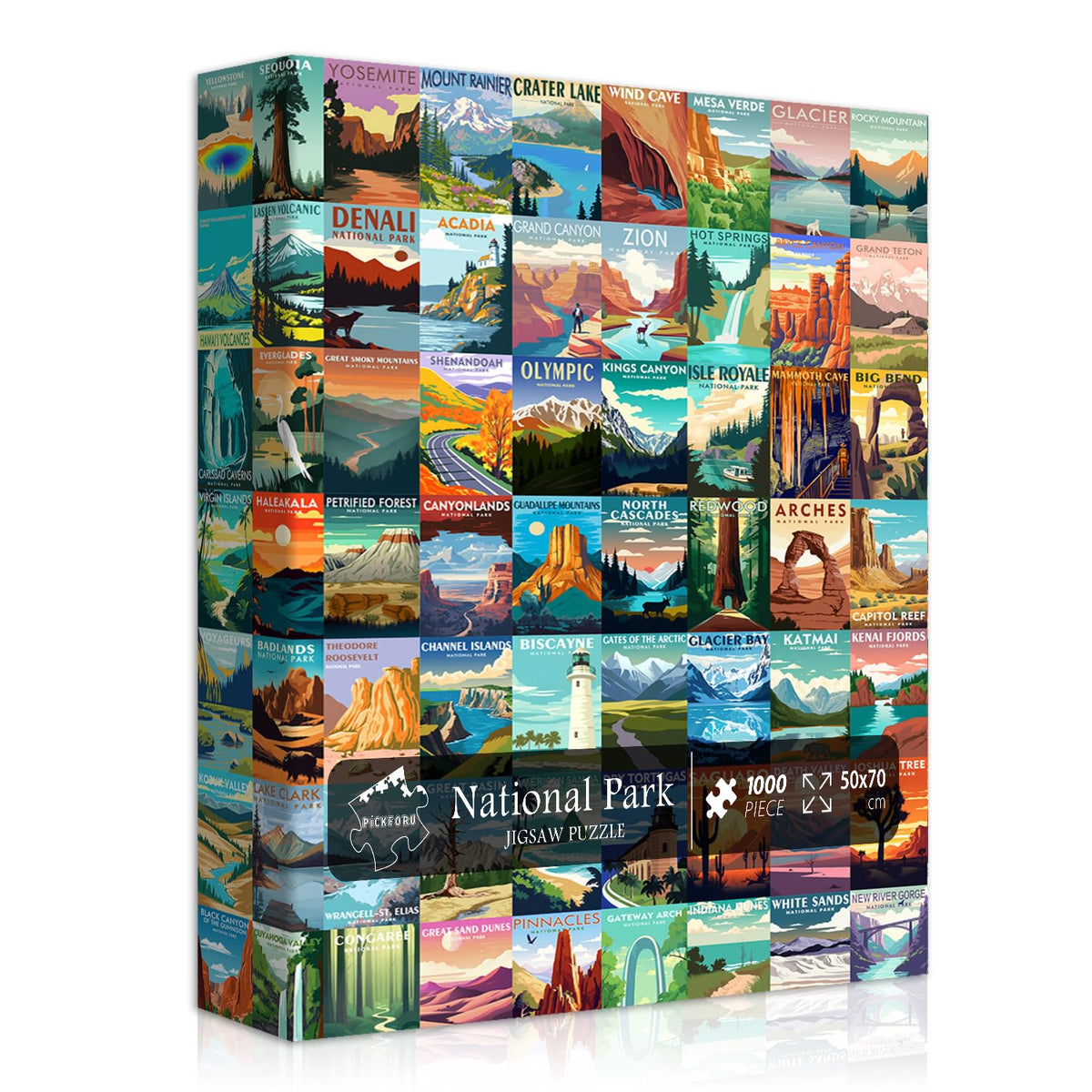 National Parks Puzzle for Adults 1000 Pieces,Travel Poster Landscape Puzzle Including Zion Yellowstone Yosemite, Nature Jigsaw Puzzles Scenery Mountain Scene