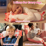 Mewaii Kids Body Pillow Pink Long Cat Plush 20 in, Extra Filling Soft Cute