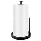 Paper Towel Holder Countertop, Standing Paper Roll Holder with Anti Slip Weighted Base, Stainless Steel Freestanding Paper Towel Holder for Kitchen, Black