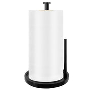 Paper Towel Holder Countertop, Standing Paper Roll Holder with Anti Slip Weighted Base, Stainless Steel Freestanding Paper Towel Holder for Kitchen, Black