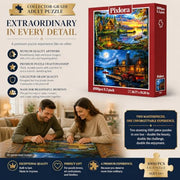 Pixlora Puzzles for Adults 1000 Pieces, 2 Pack Unique 1000 Piece Lake and Night View Jigsaw Puzzles, Premium Scenic Landscape Puzzles & Nature Theme for Challenging Game Night