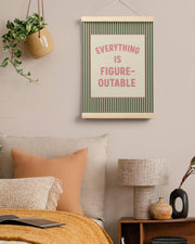 FGFK Everything Is Figureoutable Positive Affirmations Wall Art Poster Hanger Frame, Retro Pink and Green Inspirational Canvas Prints Framed Wall Decor for Office Classroom Home Bedroom, 12x16 Inch