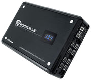 Rockville Atom 8B Black 8-Channel Marine/Boat Amplifier Amp | 3500W Peak, 880W RMS, Bluetooth, 4/6/8-Channel Configurable, Class D, Dual 50-250Hz Crossovers, RCA Line Output