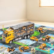 NIPLOOOW Kids Boys Construction Truck Vehicle Toy Set with Play Mat and Die-Cast Toy Car, Transport Carrier Truck for Kids 3-5, Birthday Gifts Toys for 3-8 Year Old Boys