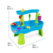 Step2 Rain Showers Splash Pond Toddler Water Table, Outdoor Kids Water Sensory Table, Ages 18+ Months, 13 Piece Water Toy Accessories, Blue & Green