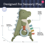 Itzy Ritzy Bitzy Crinkle Sensory Toy with Teething Toy, 0+ Months, Dinosaur