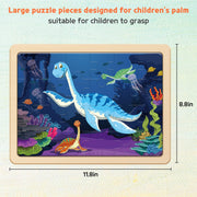 SYNARRY Large Dinosaur Wooden Puzzles for Kids Ages 4-6, 4-in-1 Gift Set | Dinosaur Puzzles for Kids Ages 3-5, Birthday Gifts for Boys & Girls, Educational Dinosaur Toys, Screen-Free Play