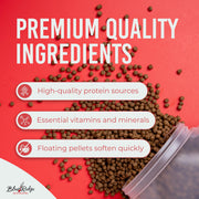 Blue Ridge Koi Platinum Pro 41% Protein Fish Food, 3/16" Pellets, 4.5 lb | Floats, softens fast; Spirulina & Canthaxanthin color support; probiotic-enriched; warm-season formula