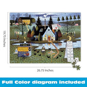 Buffalo Games - Charles Wysocki Know It All - 1000 Piece Puzzle for Adults | Story-Rich Folk Art Village Scene, Precision-Cut Snap Fit, Poster Included, 1000 Piece Puzzle for Adults, Jigsaw Puzzles