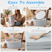 SHJADE Foam Ball Pit, 35.4"x 11.8" Ball Pits for Toddlers-Grey | Soft Memory Sponge Round Playpen Ball Pool for Kids, Ideal Gift for Babies, Indoor and Outdoor Game, Balls not Included