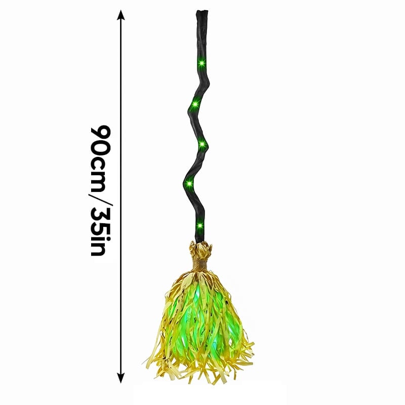 Animated Slow-Walking Witch Broom with Lights & Spooky Music