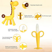 Baby Teething Toys 3-6 Months, Baby Chew Teether Toys | BPA Free, Babies Teething Relief, Banana Toothbrush, Fruit Shape Giraffe Newborn Teether Toy Gift for Boy and Girl
