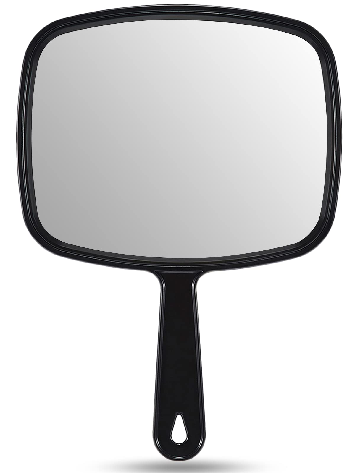 OMIRO 9.3" L x 6.6" W Hand Mirror, Square Black Handheld Mirror with Handle | Salon Mirror Hand Held, Hangable, Travel Mirror for Men Women, Distortion-Free Reflection, for Shaving and Makeup