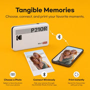 KODAK Mini 2 Retro 2x3 Portable Photo Printer, 4PASS, 38 Sheets, White | Bluetooth, iPhone & Android Smartphone Compatible, Smudge-Proof, Water-Resistant, Fade-Resistant