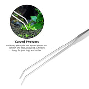 Ohtomber 4PCS Aquascape Tool Aquarium Kit with Tweezers Scissors Scraper | Rustproof Stianless Steel, Long Handle, For Trimming Scraping Reptile Feeding, Fit Aquariums Terrariums, Tank Maintenance Set