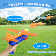Fuwidvia 3 Pack Airplane Launcher Toys, 13.2 in LED Foam Glider Kids 4-12 | 3-Pack 13.2 in LED foam gliders with 2 flight modes, Outdoor Flying Toys Birthday Gifts for Boys Girls 4-12 Year Old